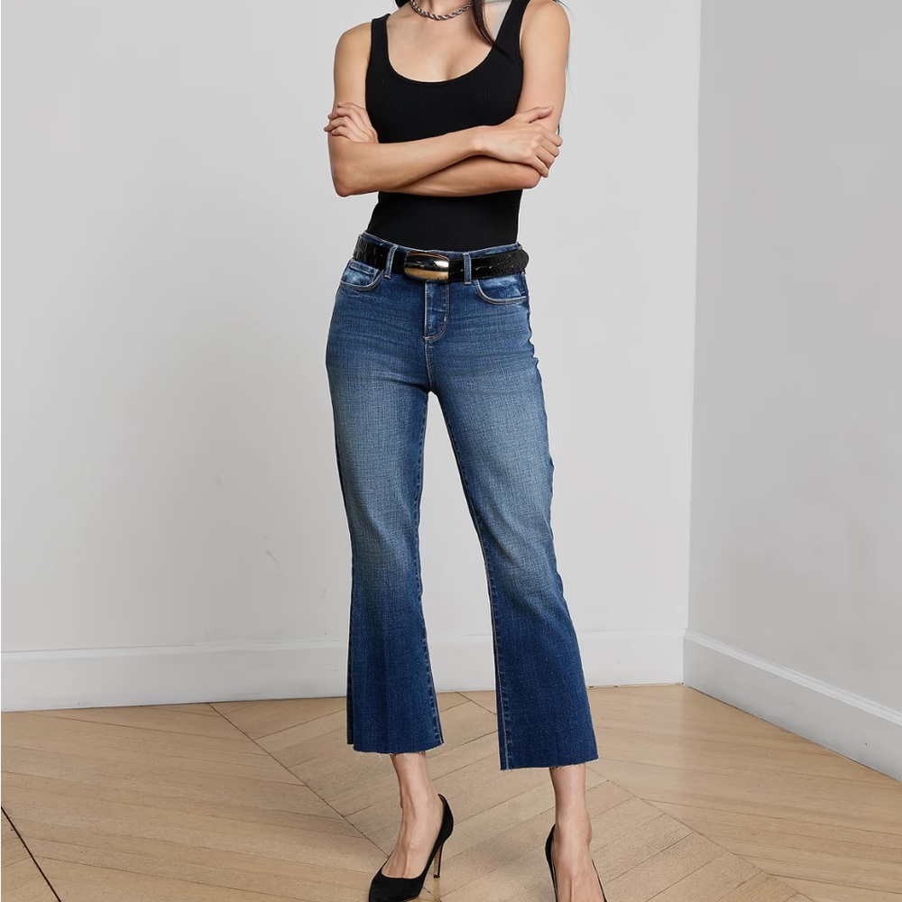 L'AGENCE Women's Raw Hem Flare Ankle Jeans